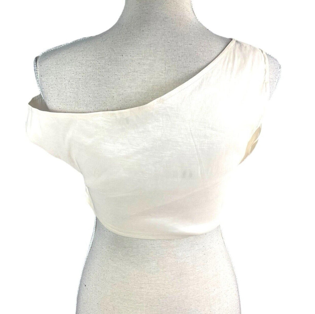 Nasty Gal Beige One Shoulder Crop Top Big Flower Occasion Women’s UK Size 10
