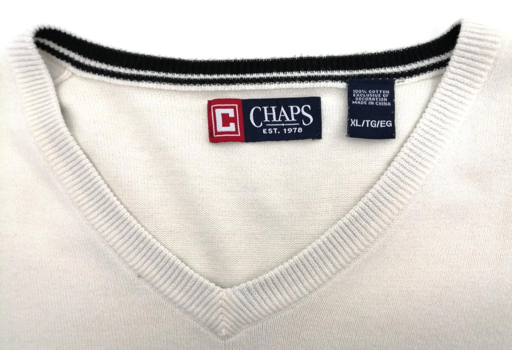 Chaps Ralph Lauren Jumper Vest Men's Size XL Sweater Sleeveless Cream Cotton