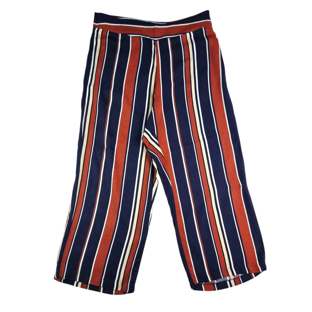 Red Herring Wide Leg Capri Trousers Women's UK Size 12 Striped High Waisted