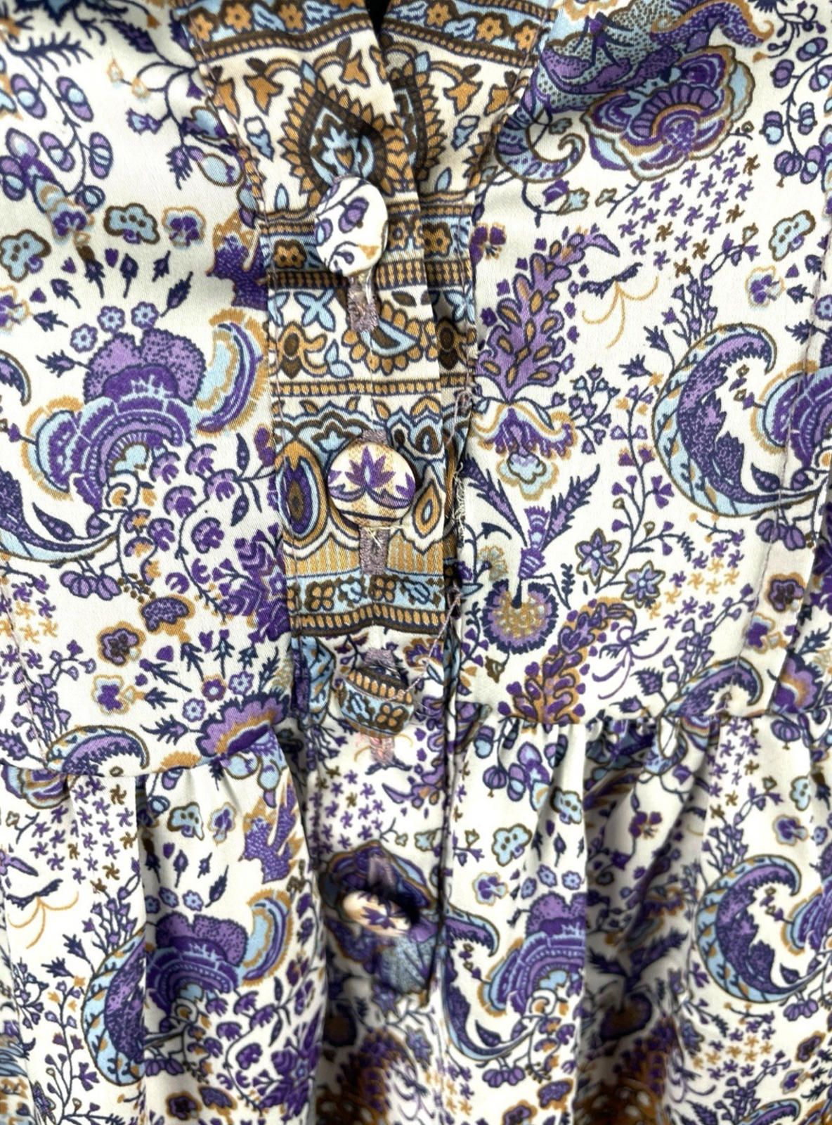 Wallis Satin Tunic Top Women’s UK Size 10 Paisley 3/4 Blouson Sleeves V-Neckline