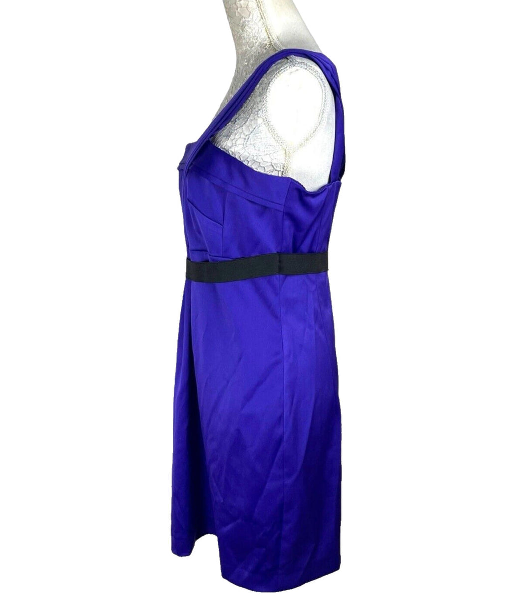 River Island Silk Midi Dress Purple Belted One shoulder Women’s UK Size 14