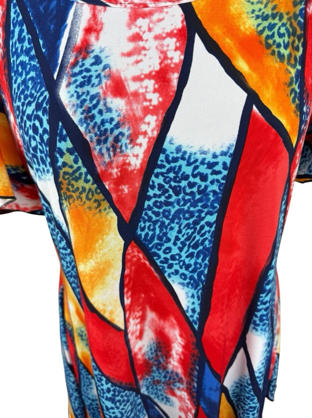 Kate Lilly Multicolour T-shirt Blouse Long Sides Short Sleeve Women’s UK Size 20