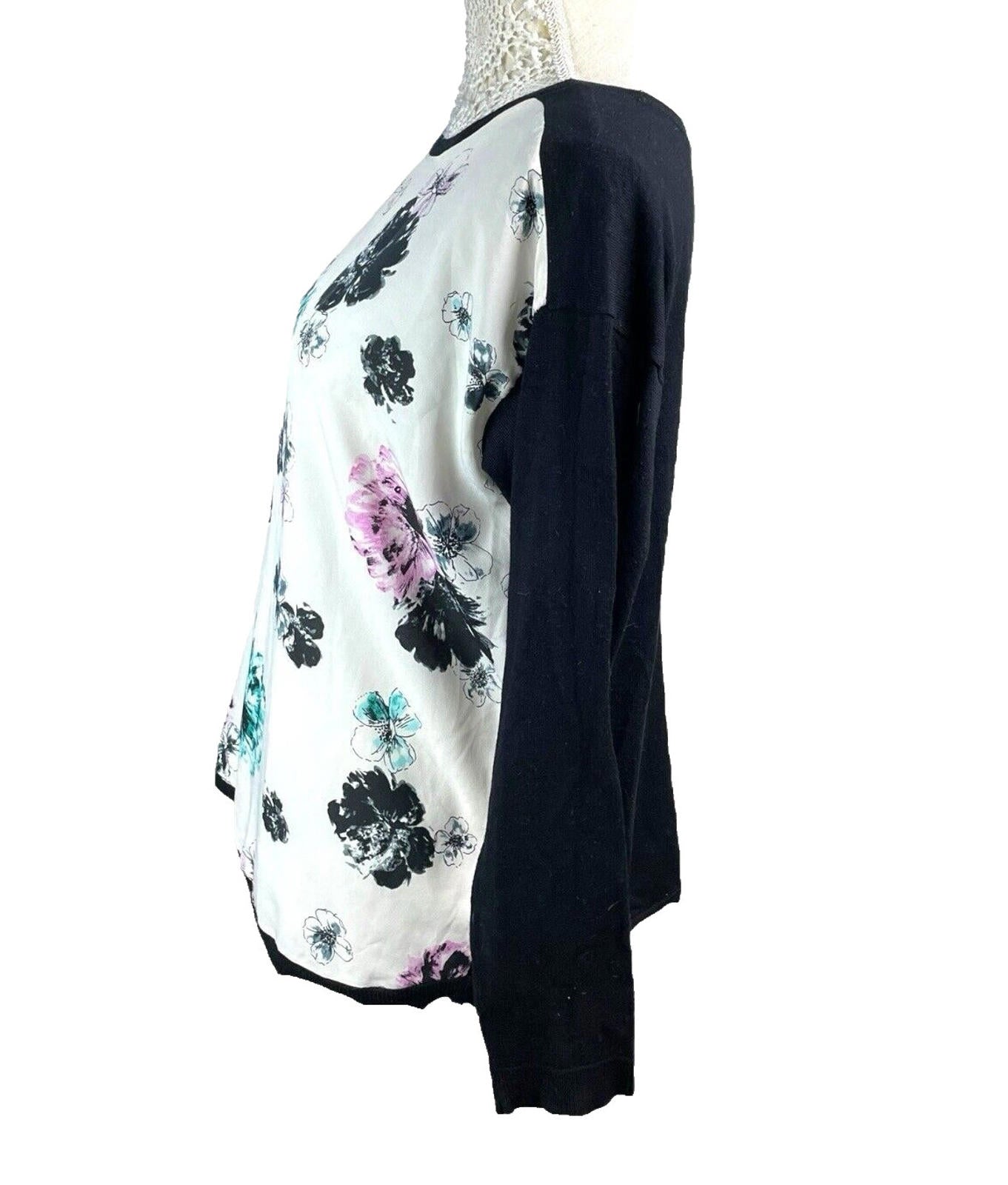 Oasis Jumper Chiffon Front Lightweight Floral Print Women’s UK Size M (12)