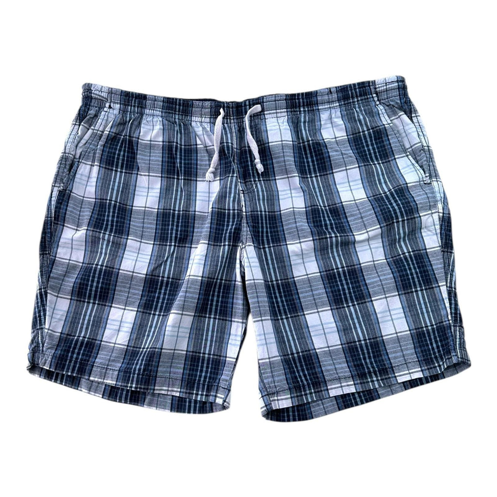 W&B Shorts Men's UK Size 46" W Blue & White Check Casual Wear Drawstring Pockets