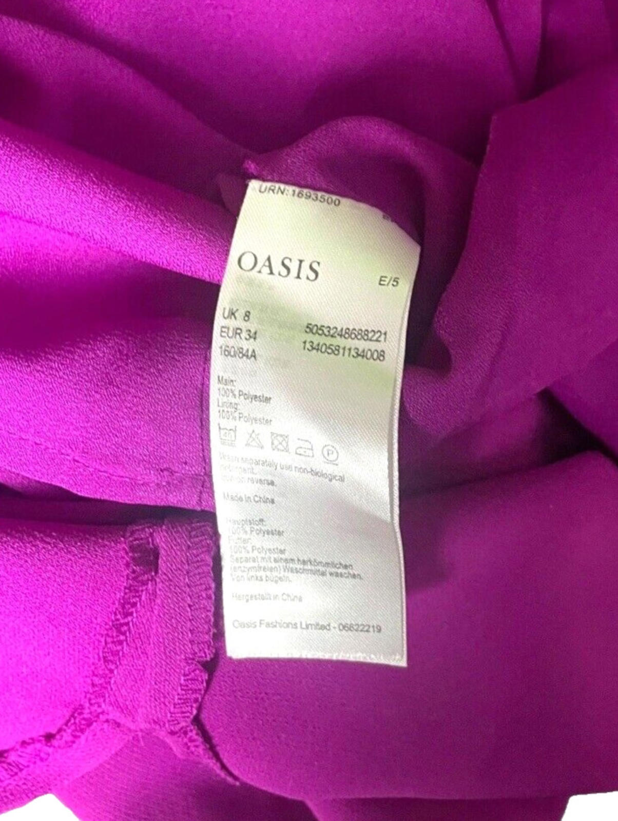 Oasis Purple V Neck Vest Mini Dress Women's UK Size 8