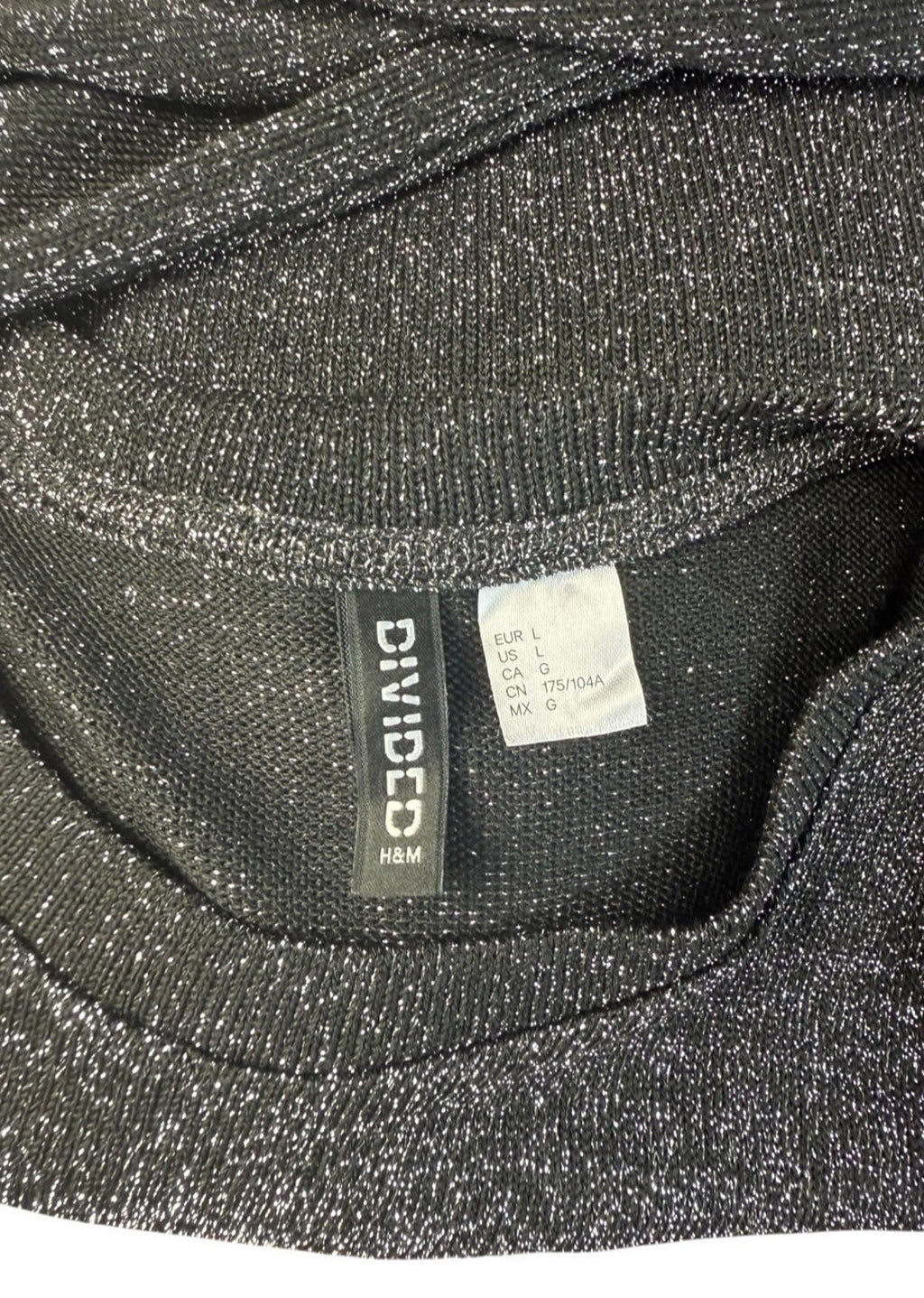 Divided Black Silver Sparkle Sweater Jumper Women’s UK Size L Crew Neck