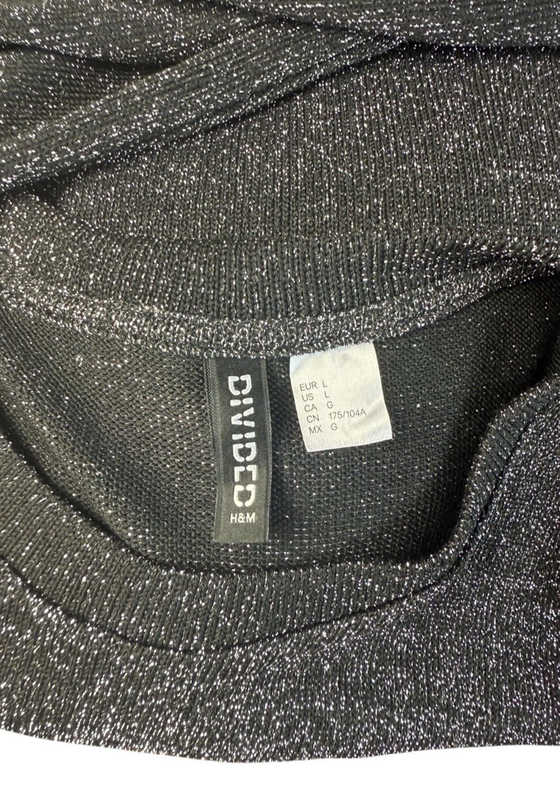 Divided Black Silver Sparkle Sweater Jumper Women’s UK Size L Crew Neck