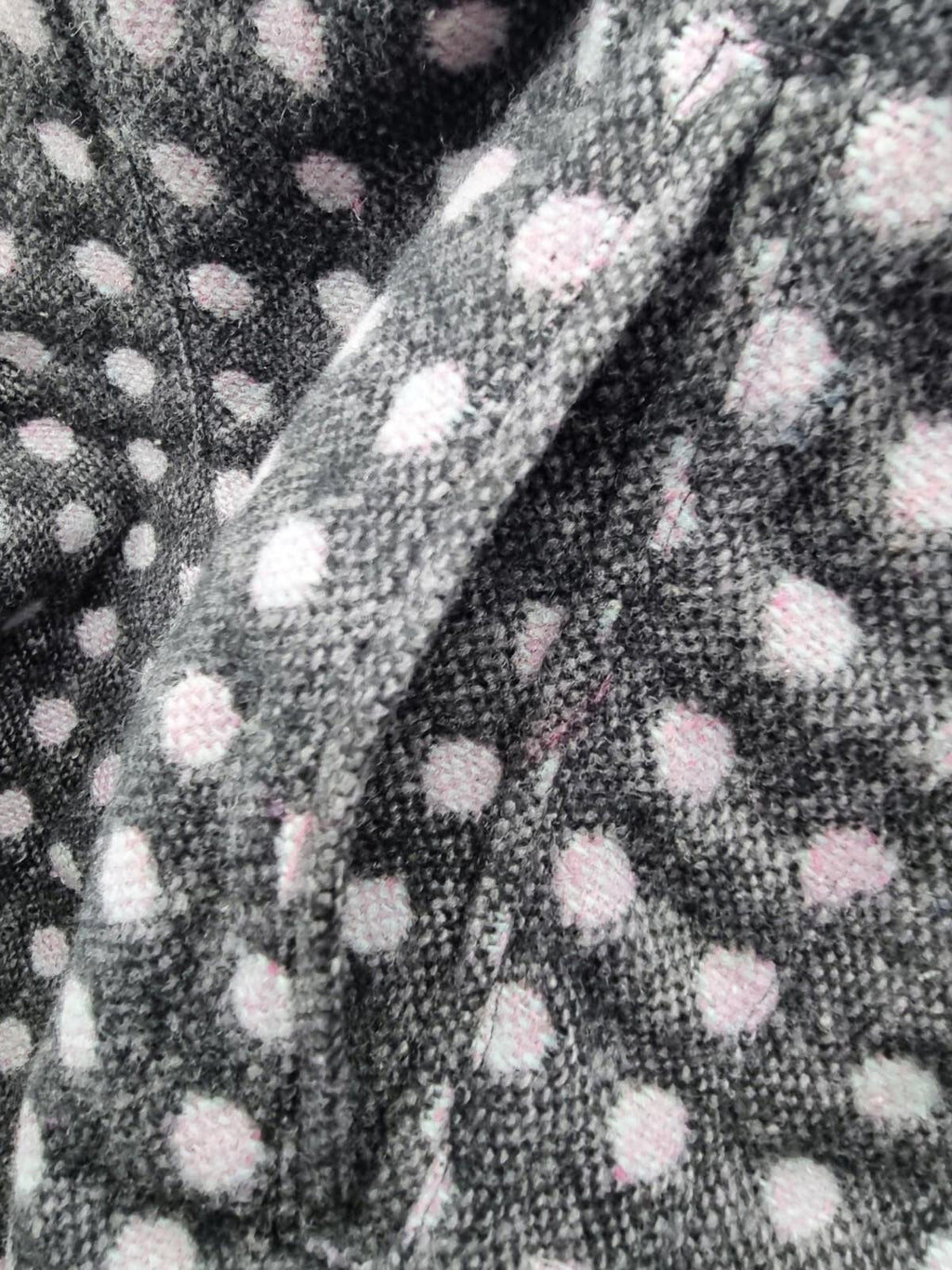 Ringspun Pink Polka Dot Grey Coat Women's UK Size M