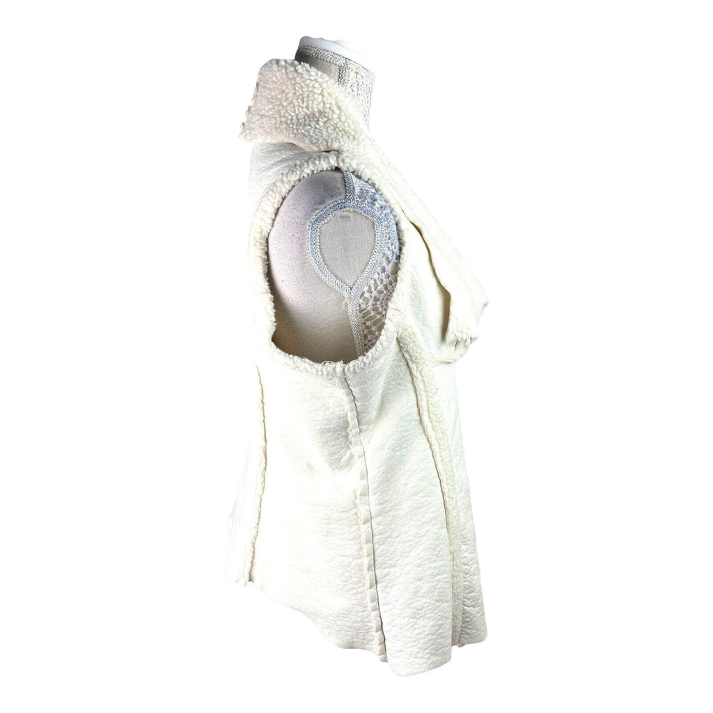Italian Cream Gilet Faux Leather Sherpa Lining Women’s UK Size L (12)
