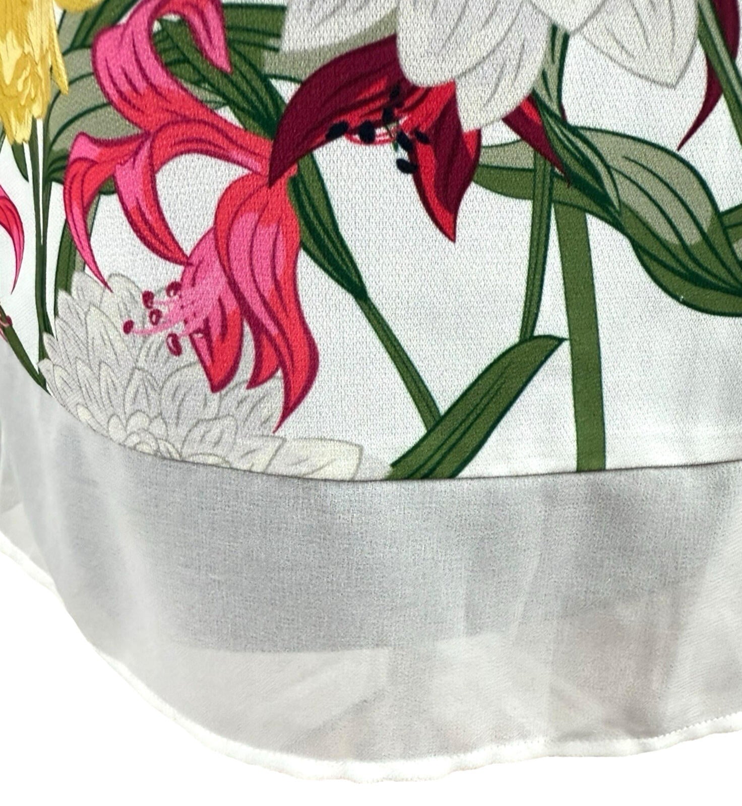 Soon White Floral T-shirt Top Chiffon Panel Relaxed Fit Women’s UK Size 8