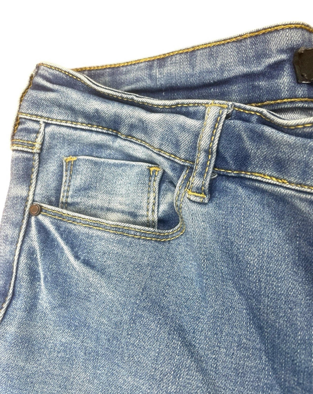 F&F Skinny Leg Jeans Medium Wash High Waist Ripped Distressed Women’s UK Size 8