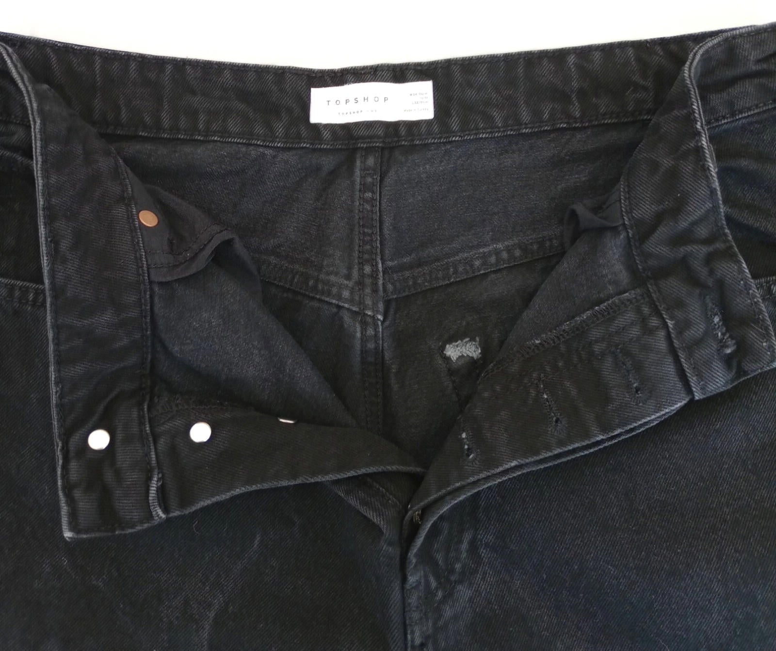 Topshop Jeans Men's UK Size 34" Waist 32" Leg Black 100% Cotton 5 Pocket Design