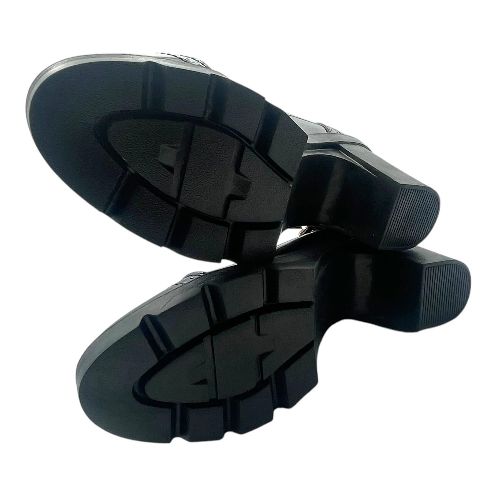 Black Patent Leather Block Heel Shoes T Bar Clip Women’s UK Size 3.5