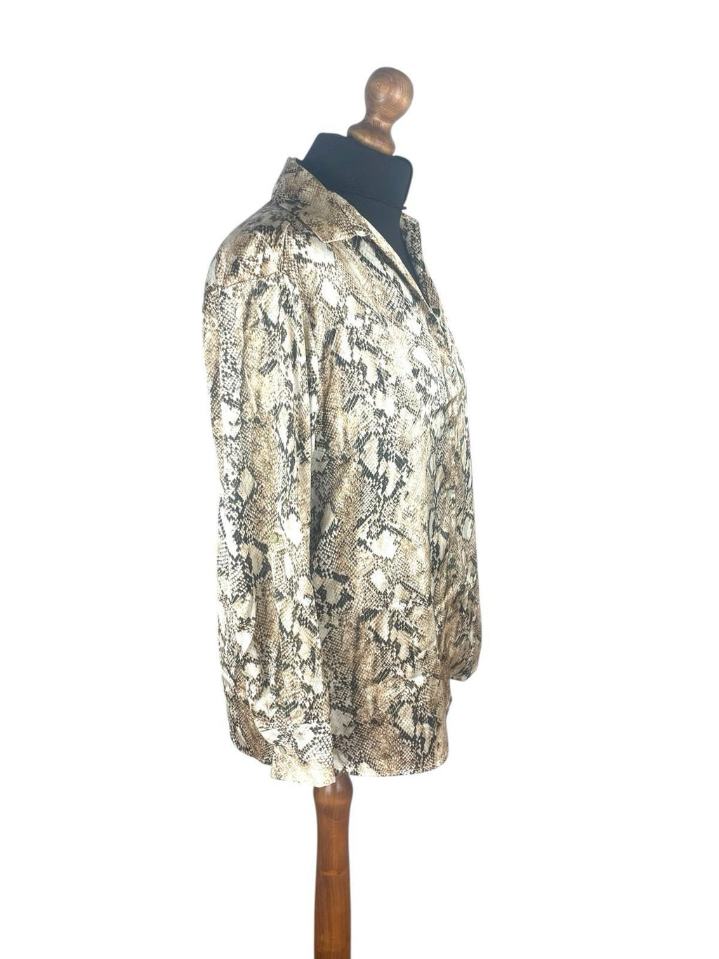 Haver London Satin Shirt Blouse Women’s UK Size 8 Snake Print Long Sleeved