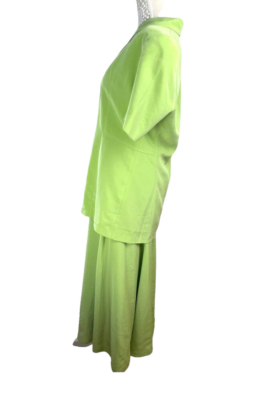 Alexon Skirt & Shirt Blouse Suit Women’s UK Size 14 Green Satin 2 Piece Set