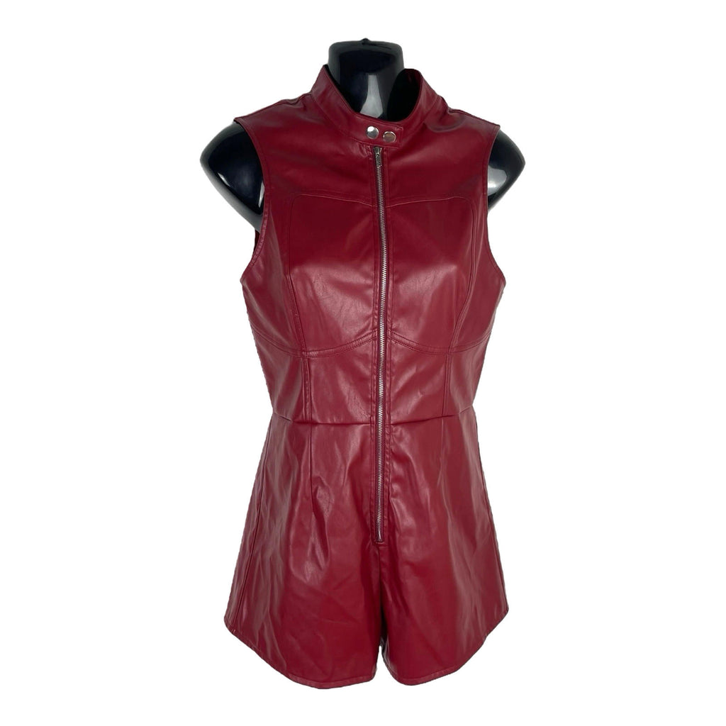 Pretty Little Thing Zip Front Playsuit Women’s UK Size 8 Sleeveless High Neck