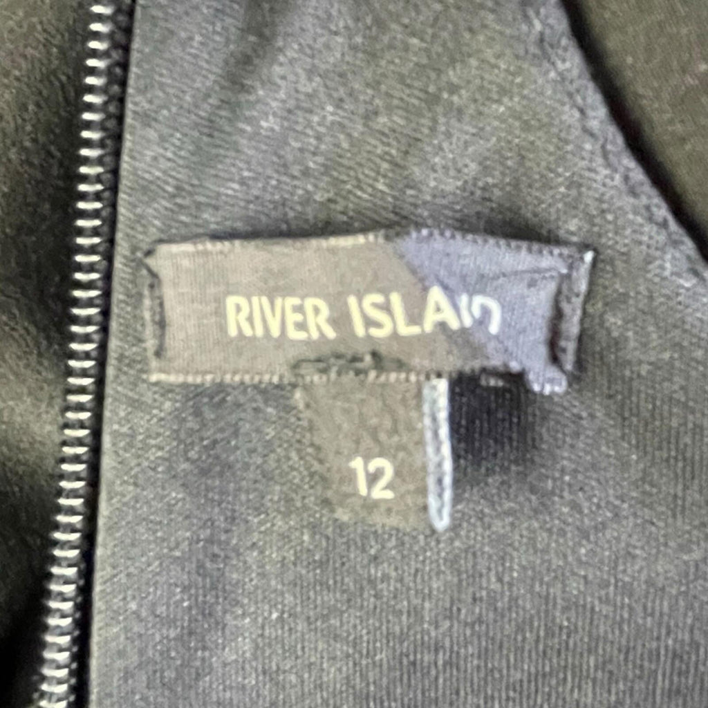 River Island Black Midi Dress Off Shoulder Collared Women’s UK Size 12