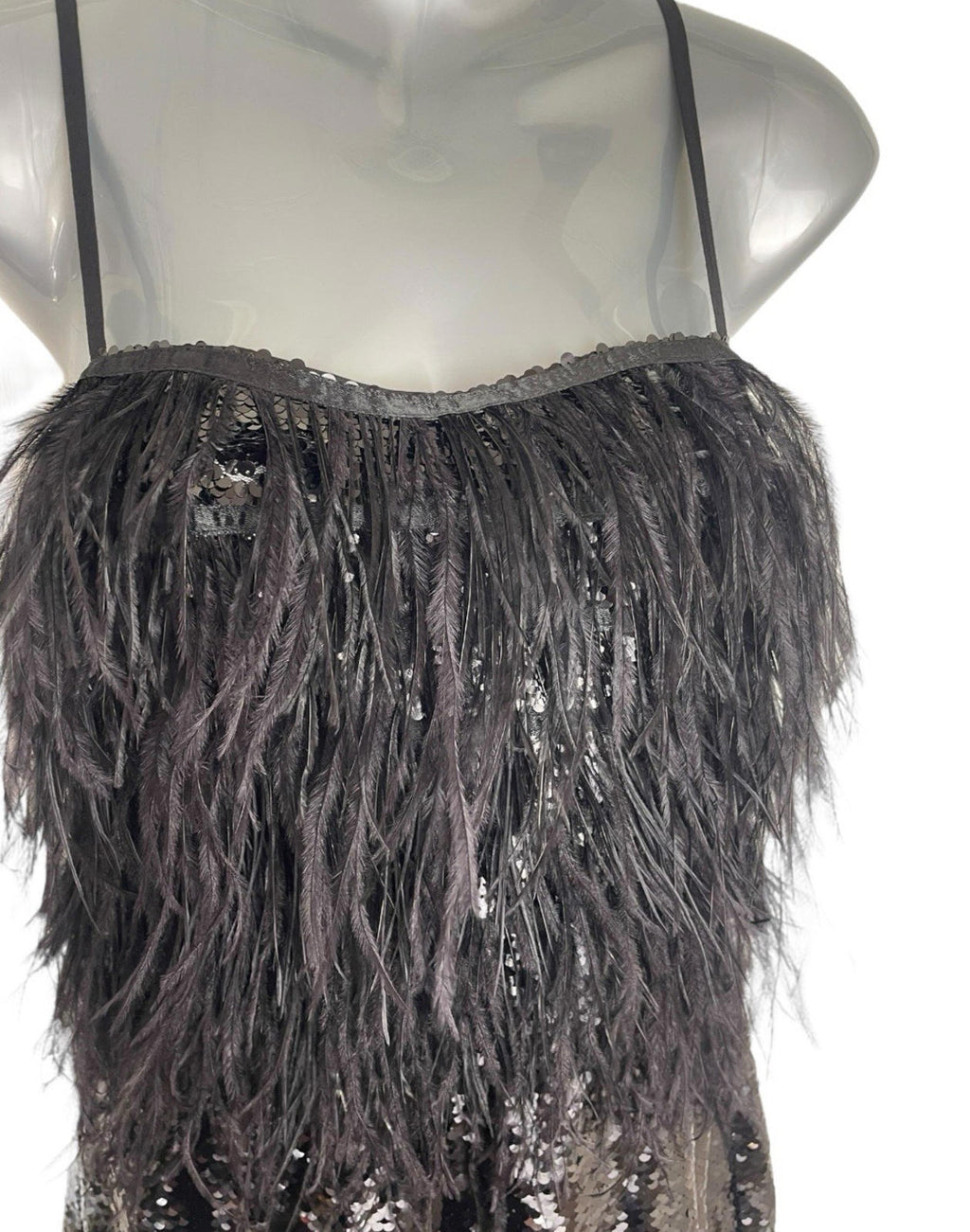 Pretty Little Thing Feather Detail Strappy Sequin Playsuit Women’s UK Size 8