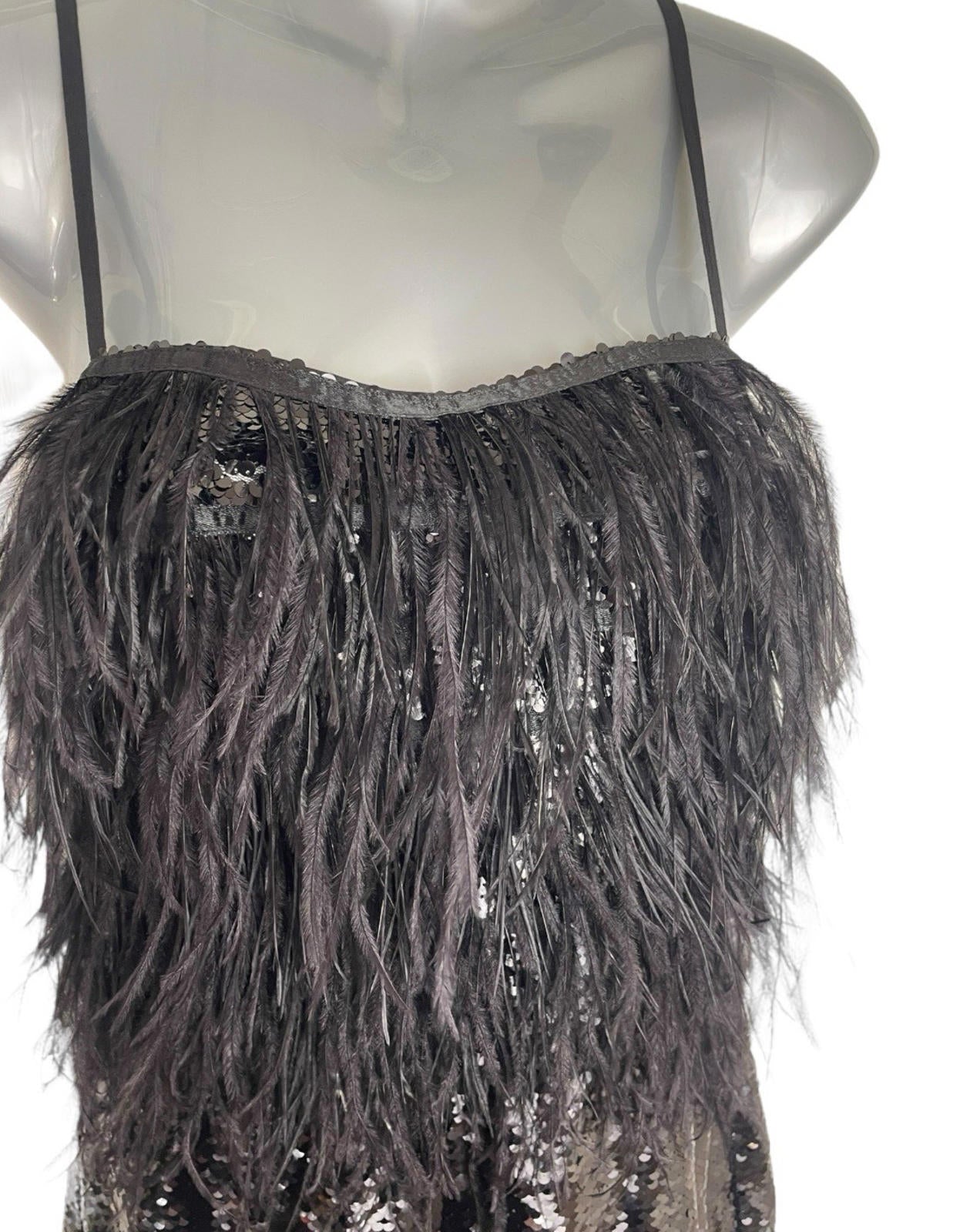 Pretty Little Thing Feather Detail Strappy Sequin Playsuit Women’s UK Size 8