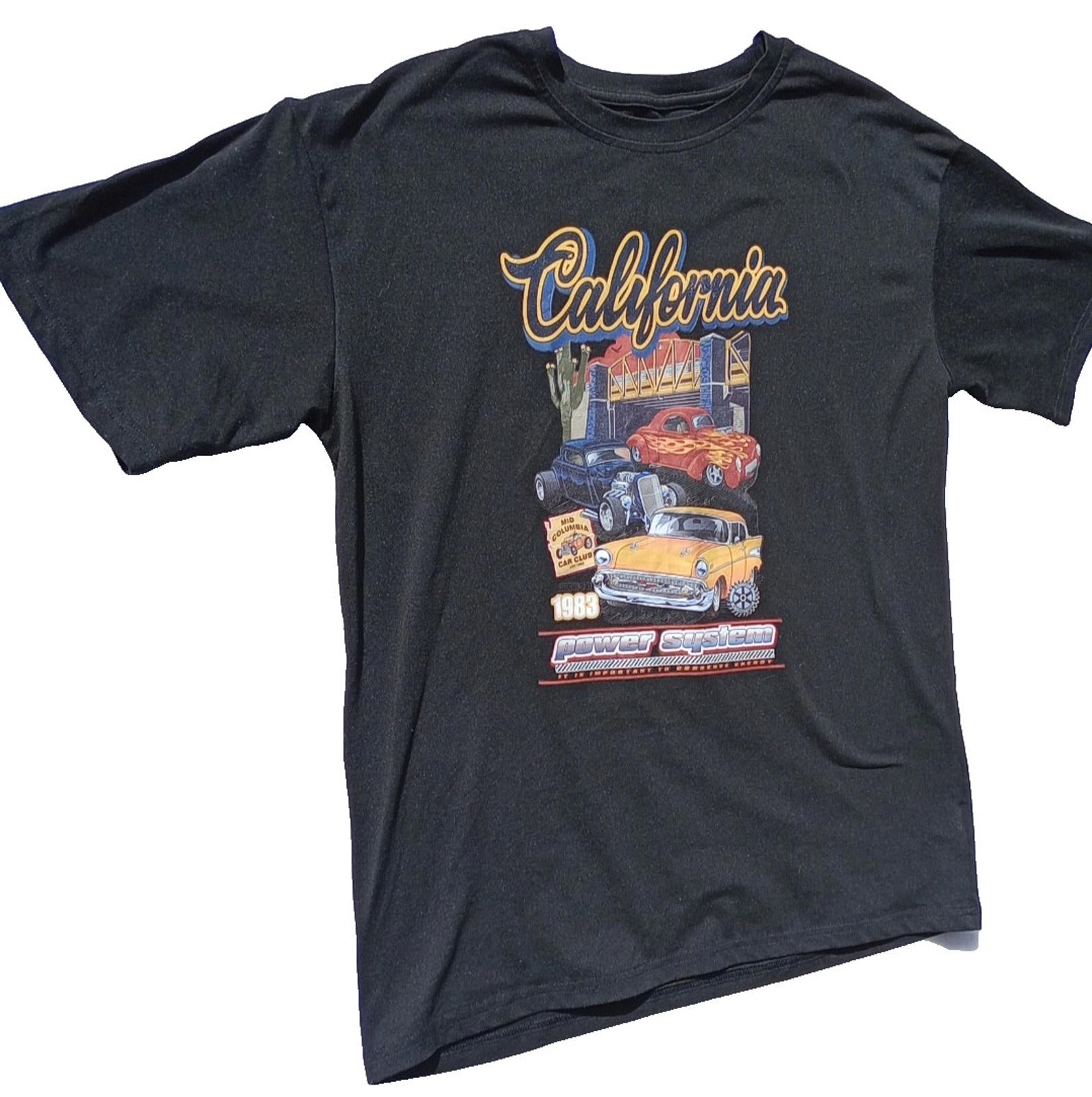 California Graphic Print T-Shirt Men's UK Size S Black Crew Neck 100% Cotton
