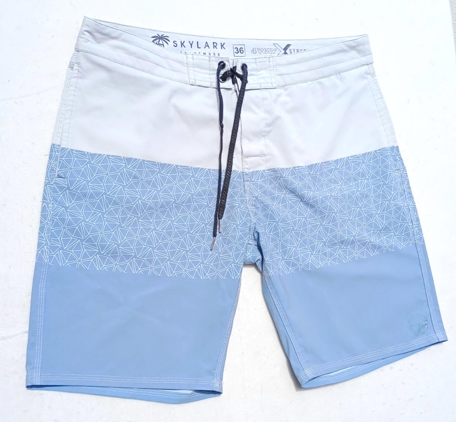Skylark Swim Shorts Men's UK Size L Beige/Teal Polyester Rich Pockets Drawstring