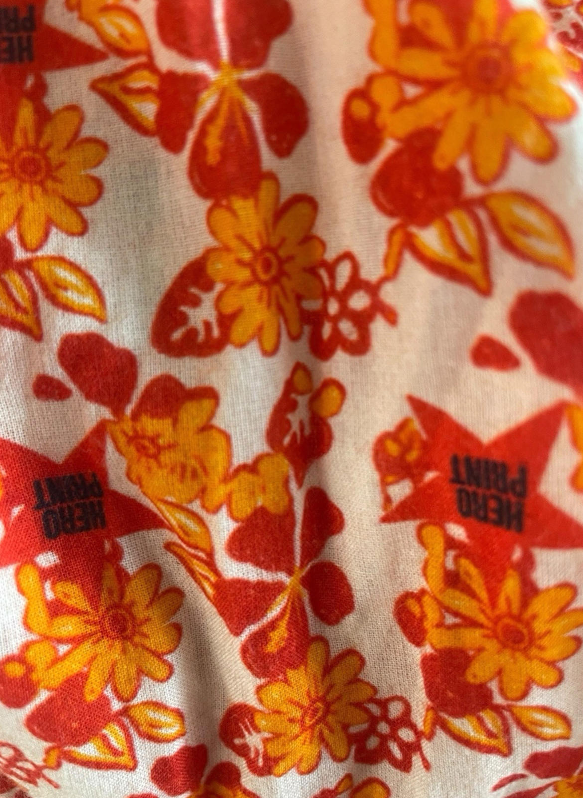 Bright Orange Floral Shorts High Waist Women’s UK Size S