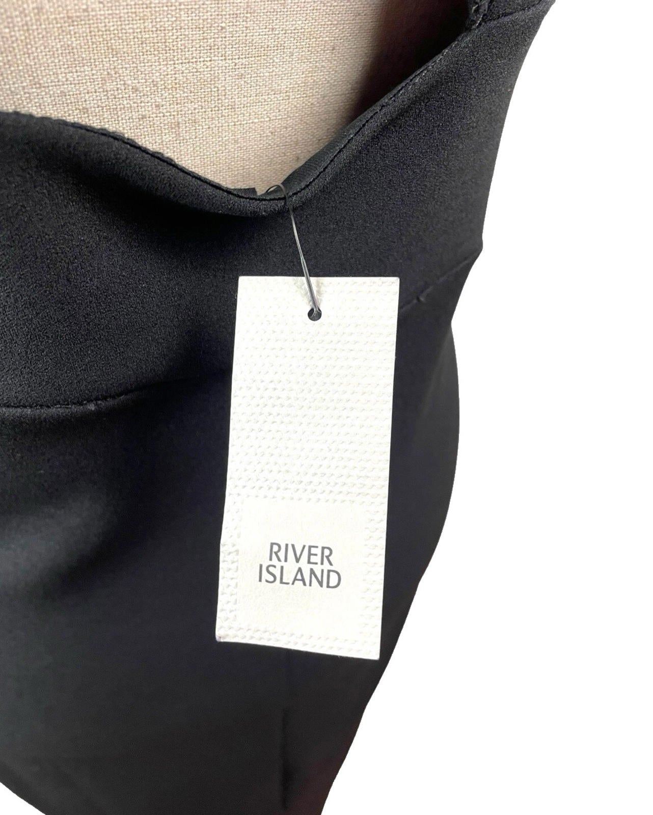 River Island Black Maxi Dress Frilled V Neck Lined Women’s UK Size 12