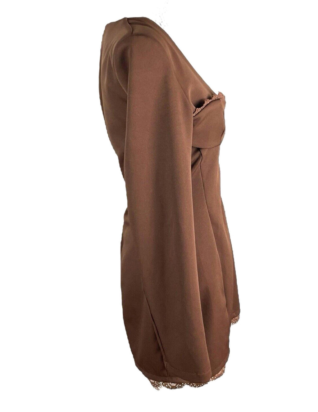 Pretty Little Thing Blazer Midi Dress Women’s UK Size 8 Chocolate Lace Trim