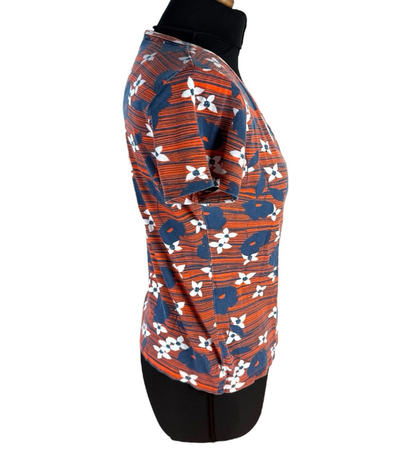 Maine Orange Floral T-shirt Top Blouse Crew Neck Women’s UK Size 14