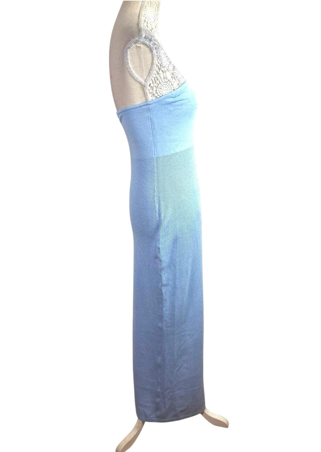 Light Blue Knit Beach Dress Maxi Cut Out Design Women’s UK Size 10-12
