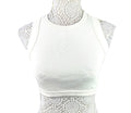 Ribbed Racerback Crop Top Women’s UK Size S Ivory Crew Neck Sleeveless Summer