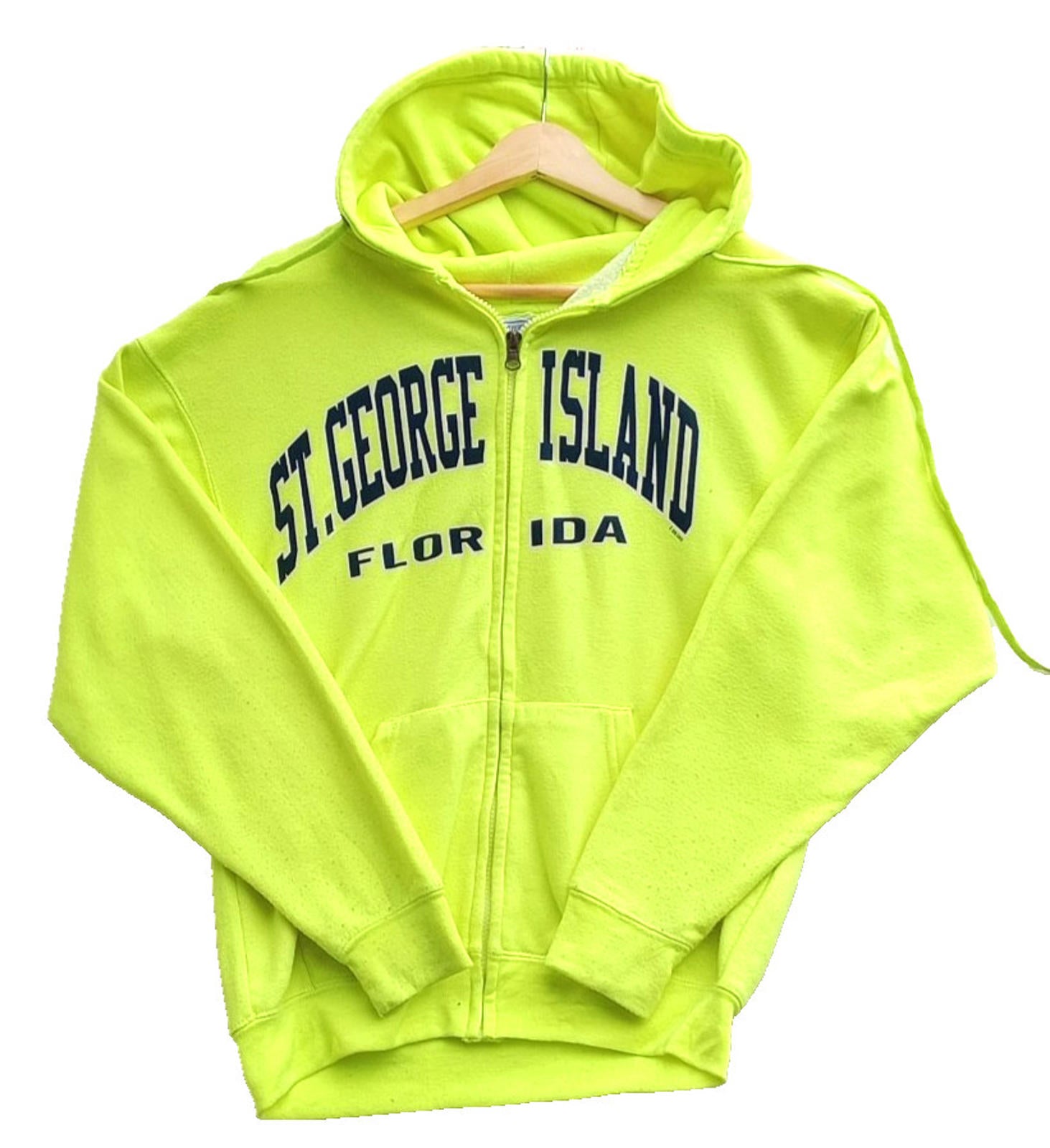 St George Island Hoodie Men's UK Size S Yellow Jersey Hooded Pockets Zip Front