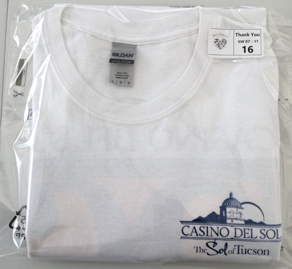 Graphic Print T-Shirt Men's US Size L White Crew Neck 100% Cotton