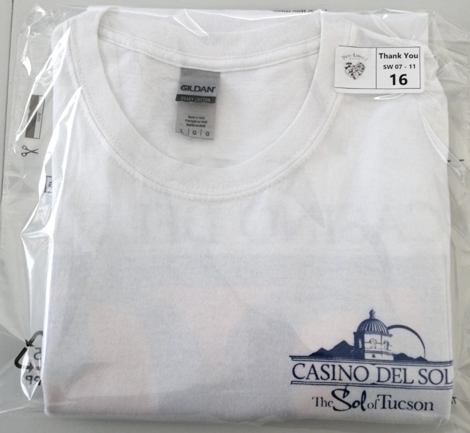 Graphic Print T-Shirt Men's US Size L White Crew Neck 100% Cotton