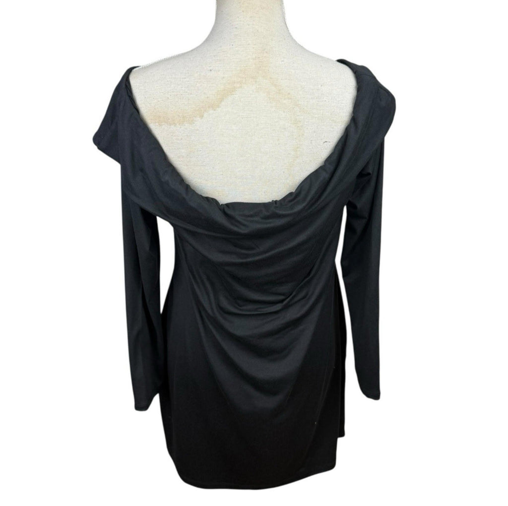 Figa Black Mini Dress Off The Shoulder Long Sleeve Women’s UK Size 14