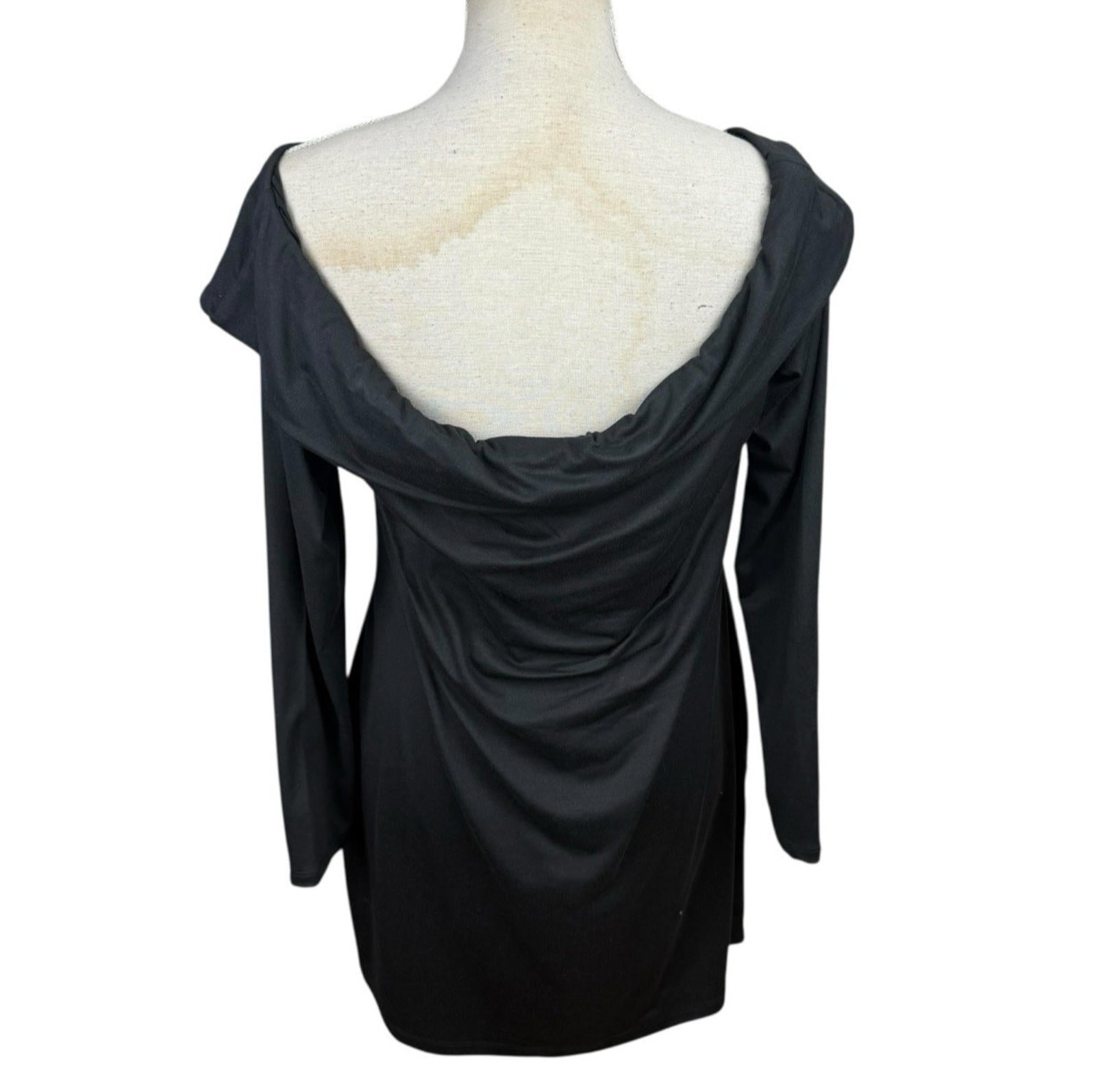 Figa Black Mini Dress Off The Shoulder Long Sleeve Women’s UK Size 14