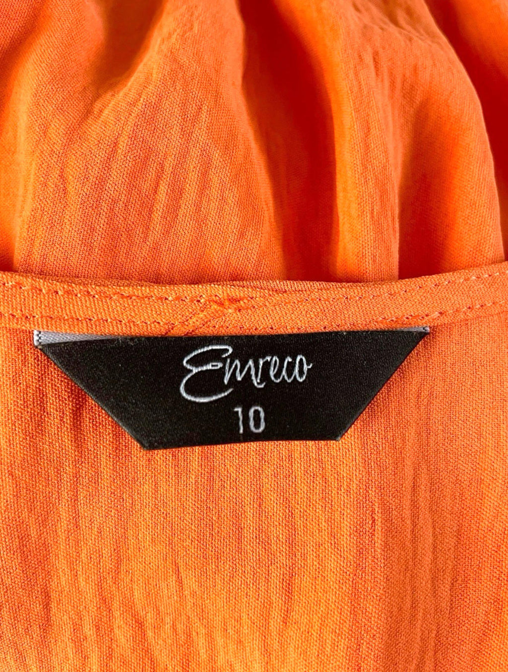 Emreco Orange Peplum Blouse Summer Top Elastic Waistband Women’s UK Size 10