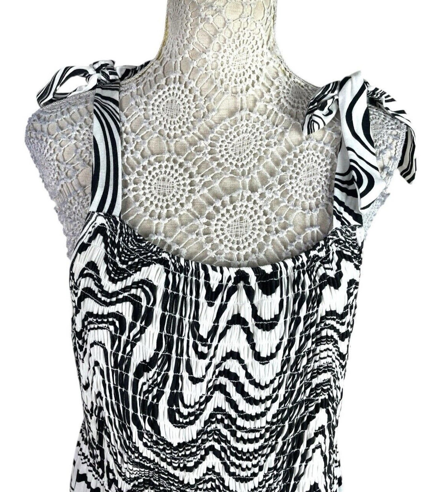 Papaya Maxi Dress Women’s UK Size 16 Black & White Tie Shoulder Abstract Swirl