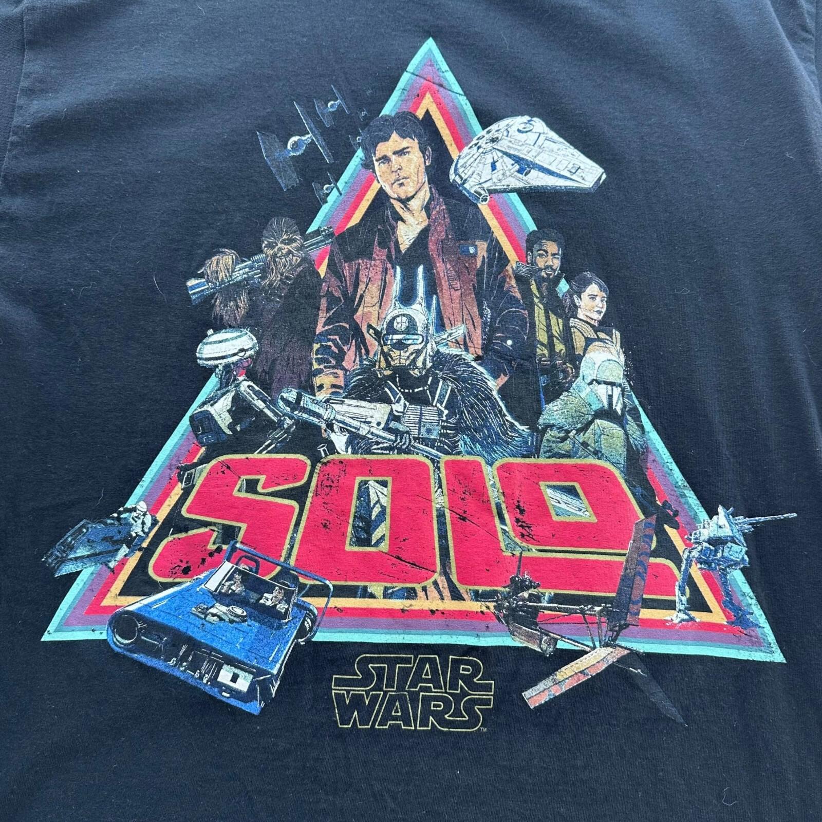 Star Wars T-Shirt Graphic Print Solo 100% Cotton Men's UK Size Large L