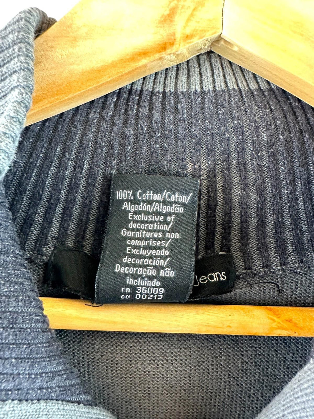 Calvin Klein Knit Jumper Men's UK Size L Black Grey 1/4 Zip Long Sleeve Pullover