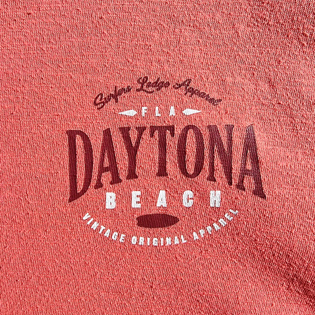 Daytona Beach T-Shirt Men's UK Size XL Coral Crew Neck Short Sleeve Double Sided