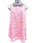 Select Mini Dress Women's UK Size 10 Pink Floral Lace Overlay Embellished Collar