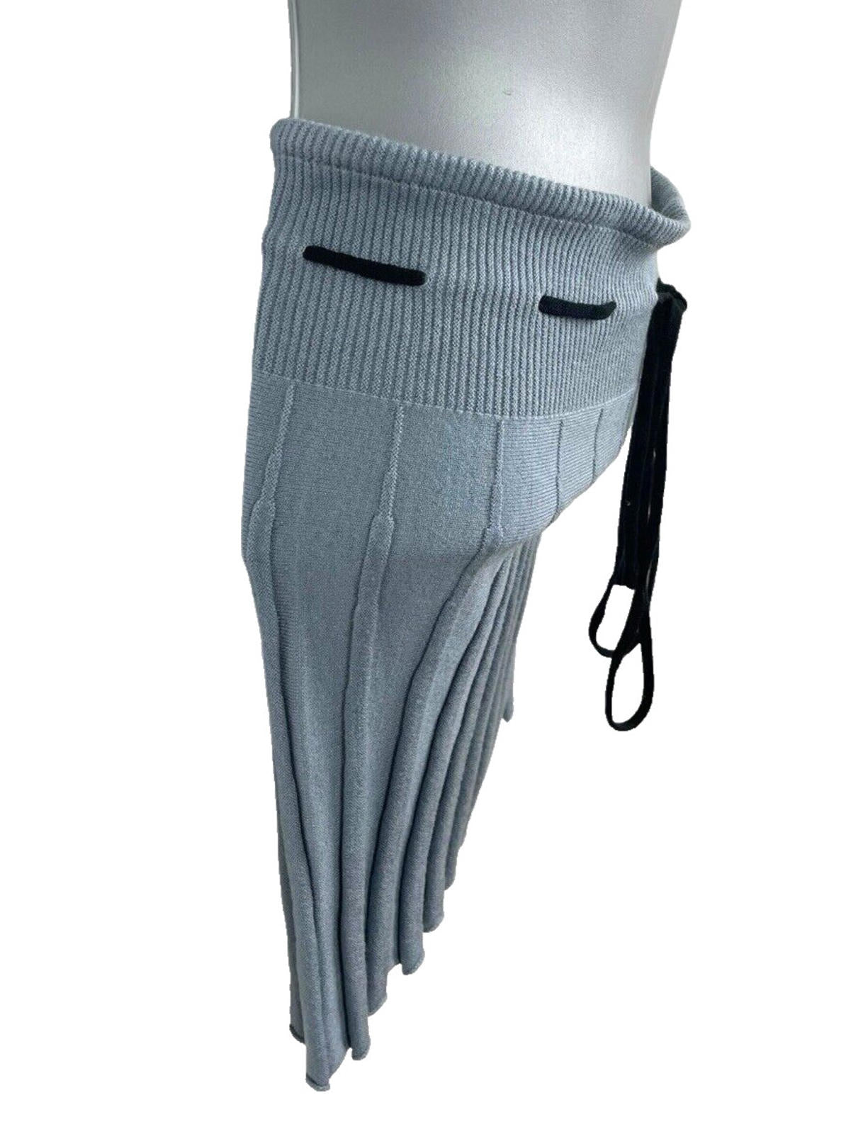 Pretty Little Thing Mini Skirt Women's UK Size S Grey Ribbed Pleated High Waist