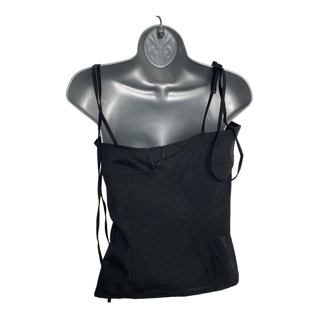 Black Structured Top Tie Shoulder Detail Hook & Loop Close Women’s UK Size S
