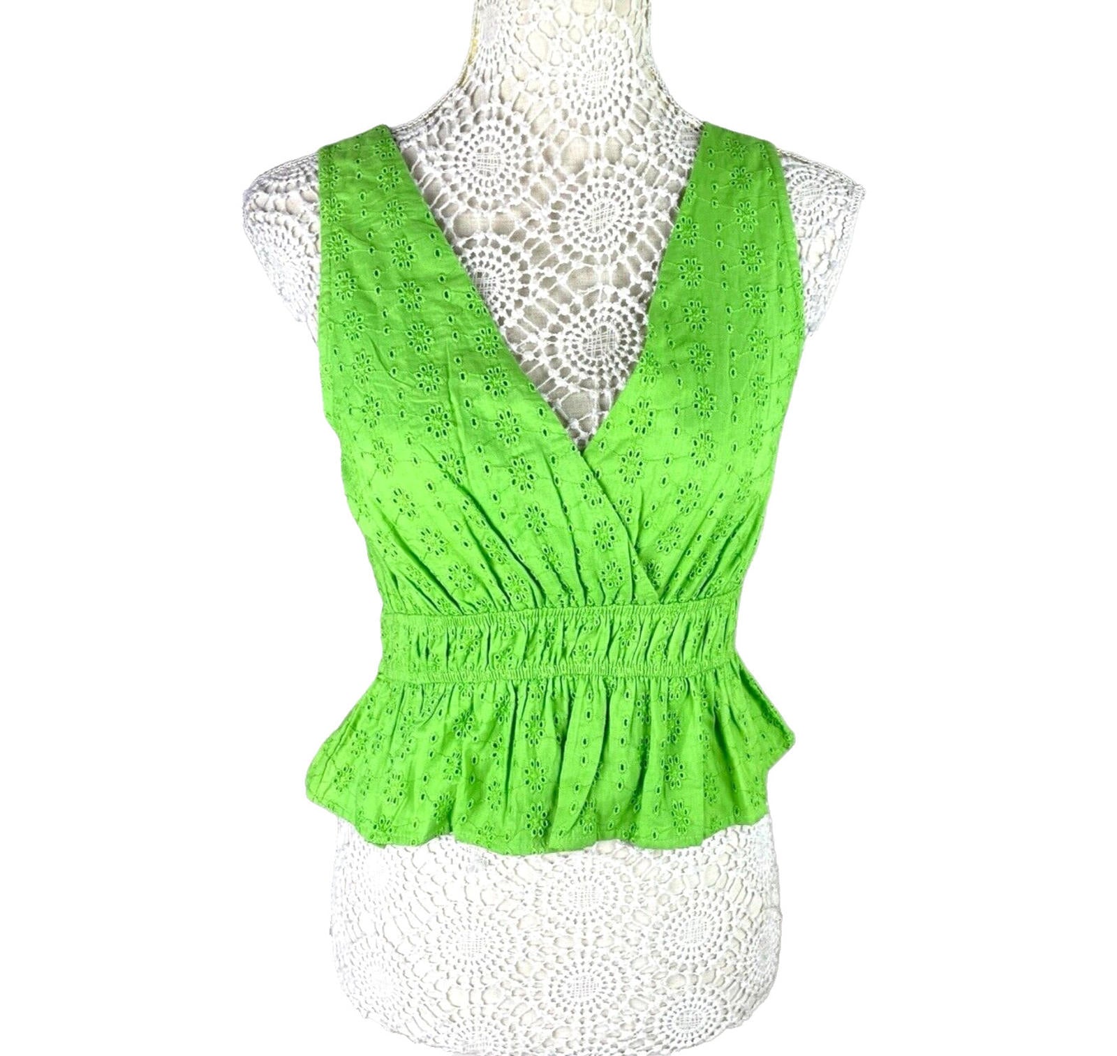 Tank Top Embroidered Cropped Green Blouse Women’s UK Size 8
