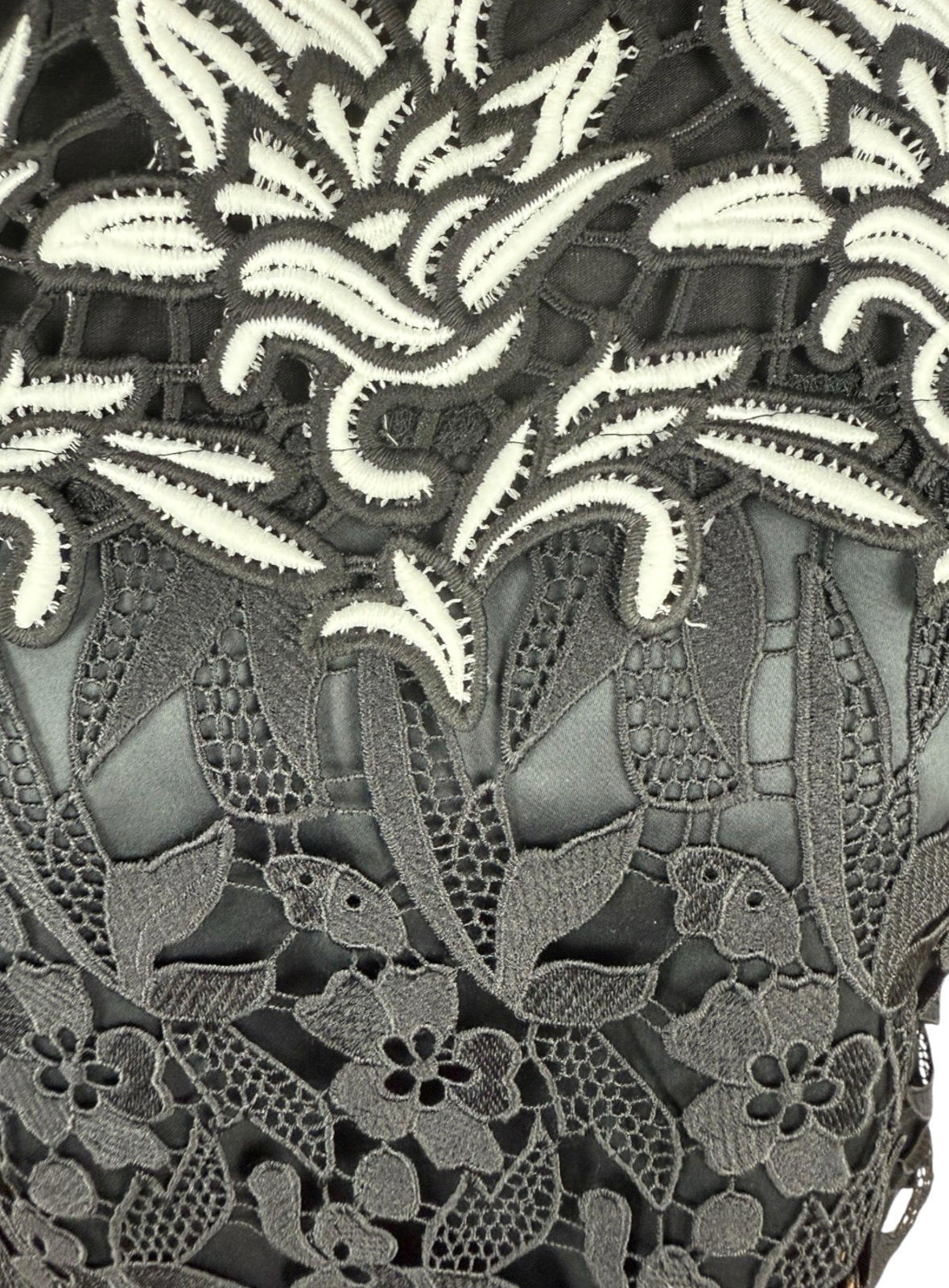 Topshop Black White Floral Lace Tank Top Strapping Sleeve Women’s UK Size 10