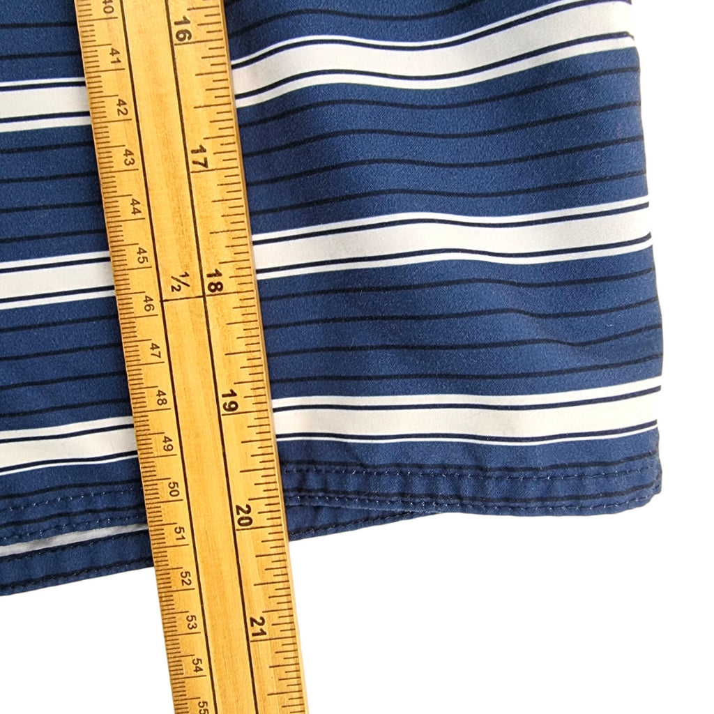 Decathlon Swim Shorts Men's UK Size M Blue White Red Striped Mesh Lined Pockets