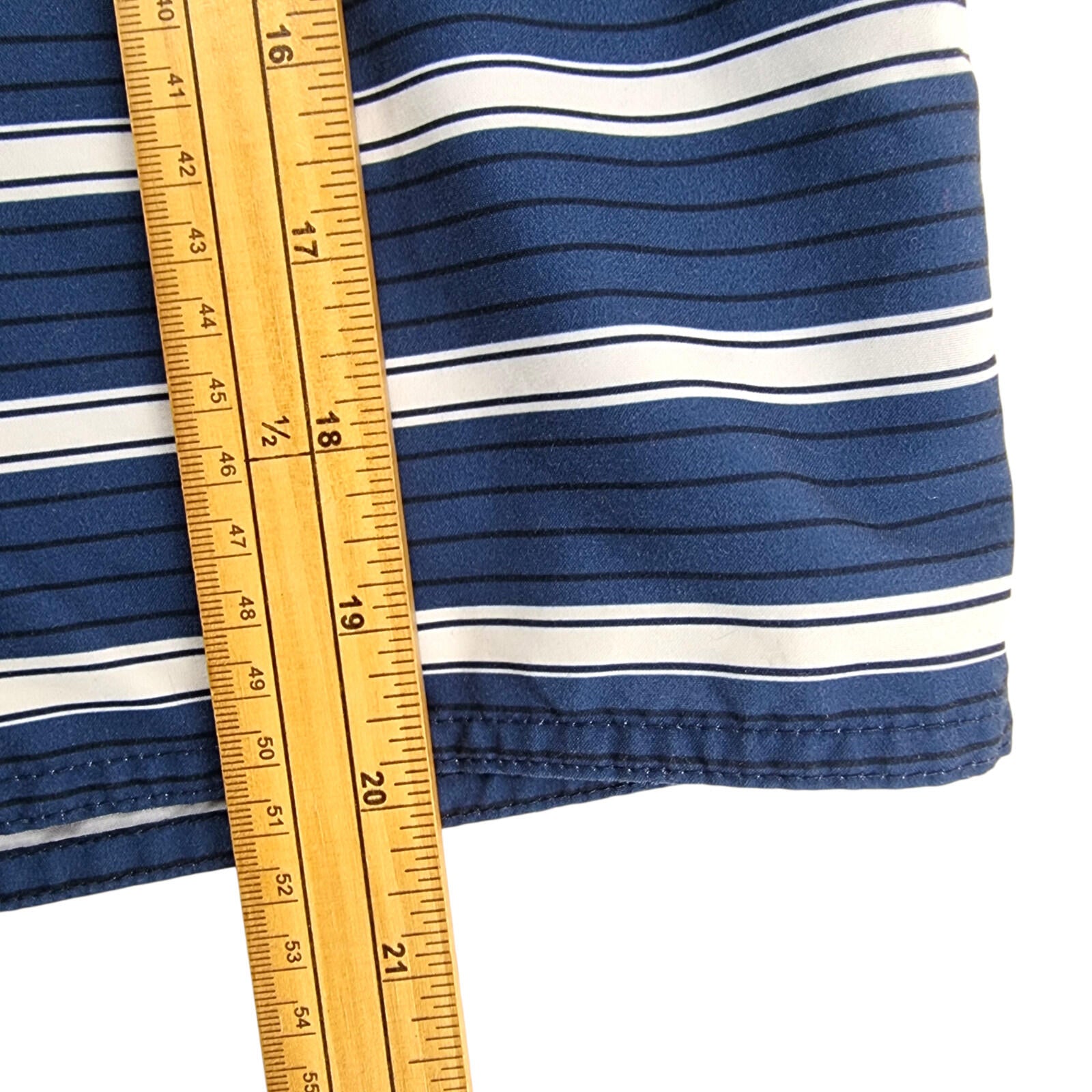 Decathlon Swim Shorts Men's UK Size M Blue White Red Striped Mesh Lined Pockets