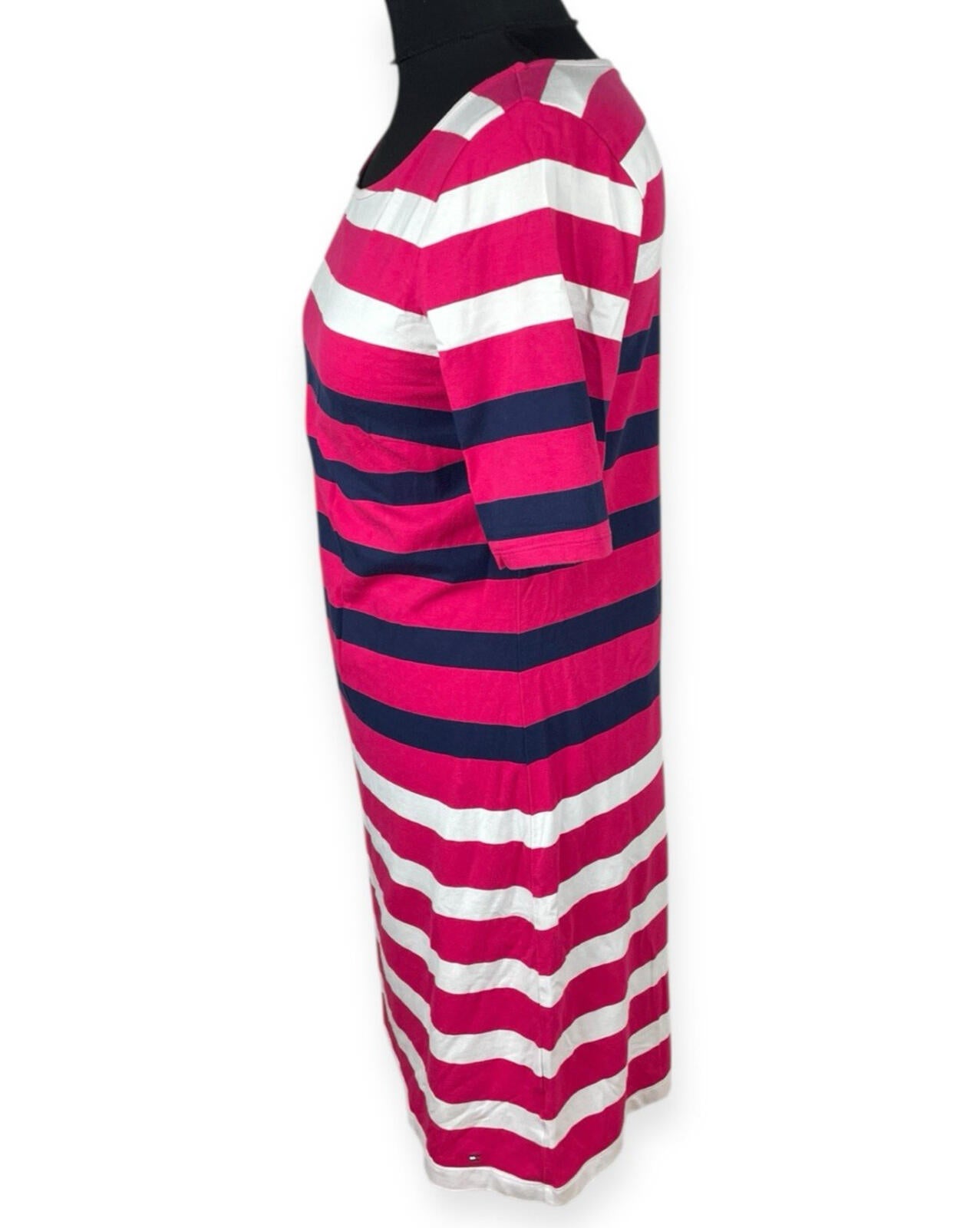 Tommy Hilfiger T-Shirt Dress Women’s UK Size M Striped Knee Length Pink