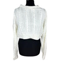 Dazy Cropped Cable Knit Jumper Women’s UK Size S Aaron Long Sleeve Ivory